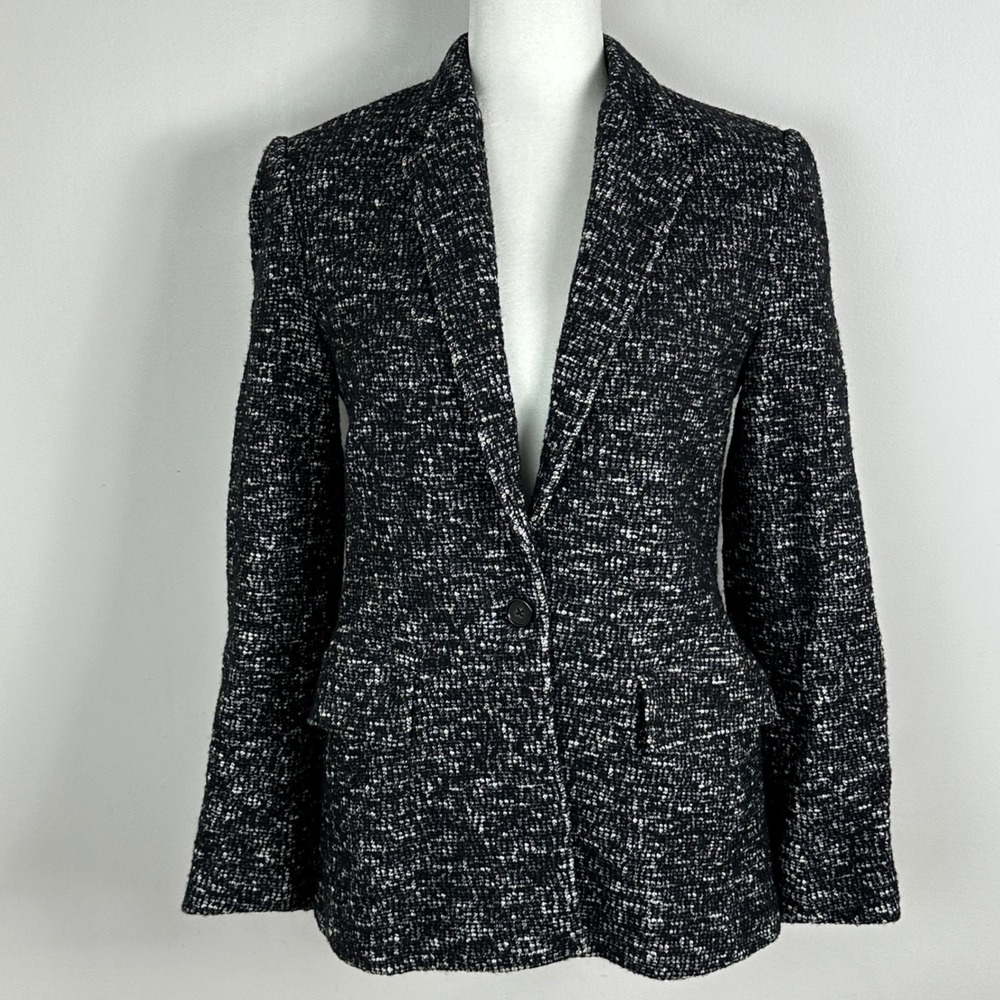 Aritzia Wilfred Wool Blend Blazer Jacket Womens Size 4 Black Knit Coat Minimal